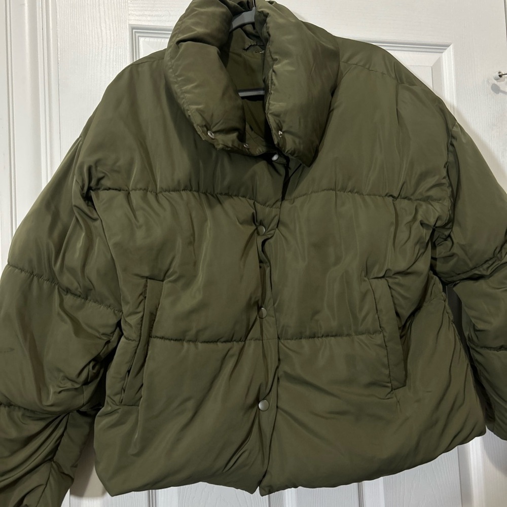 Women’s Free People Olive Green Weekend Puffer Jacket L